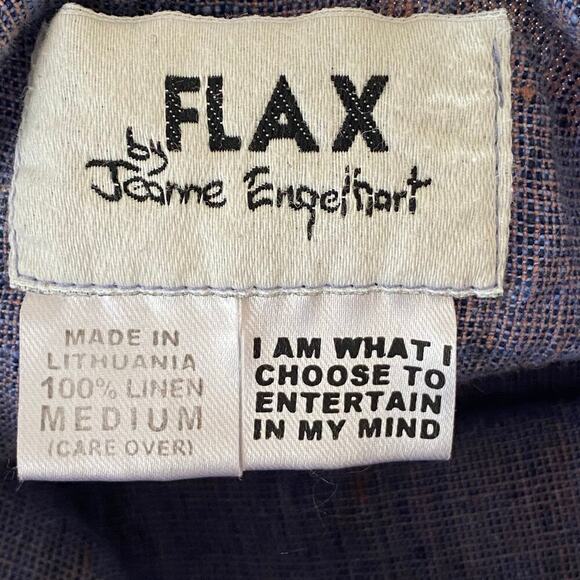 FLAX By Jeanne Engelhart 100% Linen Top (Med) Pants (Sm) Woven Lagenlook Set - Picture 3 of 16